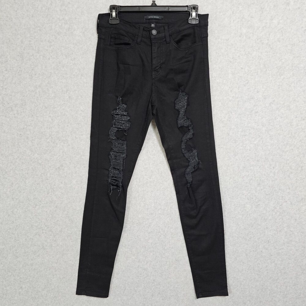 Flying Monkey Distressed Jeans Size 27 Black Skinny Stretch Denim Womens